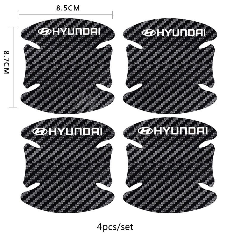 4 / 8pcs Stiker Pelindung Handle Pintu Mobil Bahan Carbon Fiber Untuk Hyundai Getz Accent Atoz i20 Trajet H1 i10 Kona Santa Fe