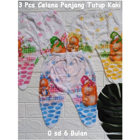 3 Pcs Celana Panjang Bayi Tutup Kaki Buntu Newborn Sd 6 Bulan