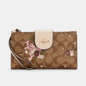 (SameDay Grab) 2874 3722 4607 3371 coach Tech Phone Wallet In Colorblock Signature Canvas Women Long Fold Zip Purse Wristlet