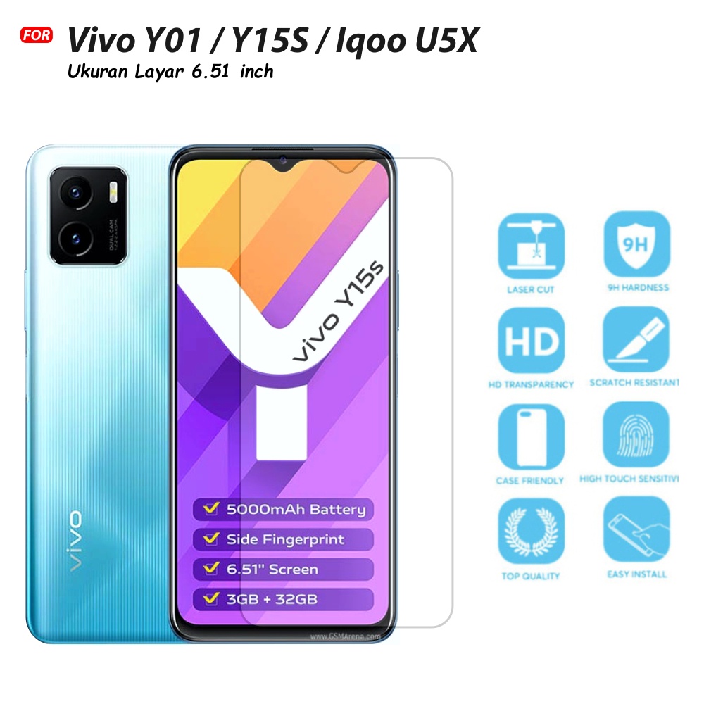 Tempered Glass IQoo U5X Vivo Y01 Y15S - Anti Gores Kaca Premium Quality