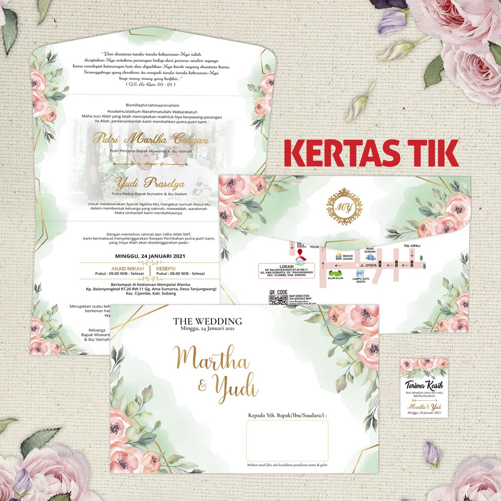 

UNDANGAN PERNIKAHAN PROMO BENTUK AMPLOP HIJAU MINT KERTAS TIK