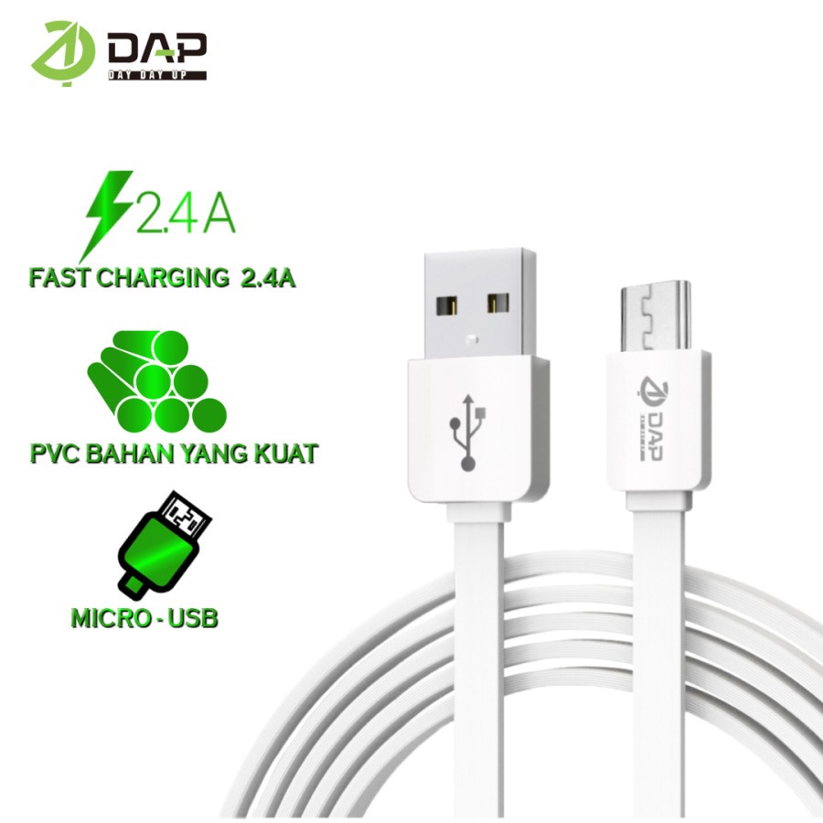 Kabel Data Micro usb DAP DM200 Kabel Micro USb Fast Charging 2.4A panjang 200 cm