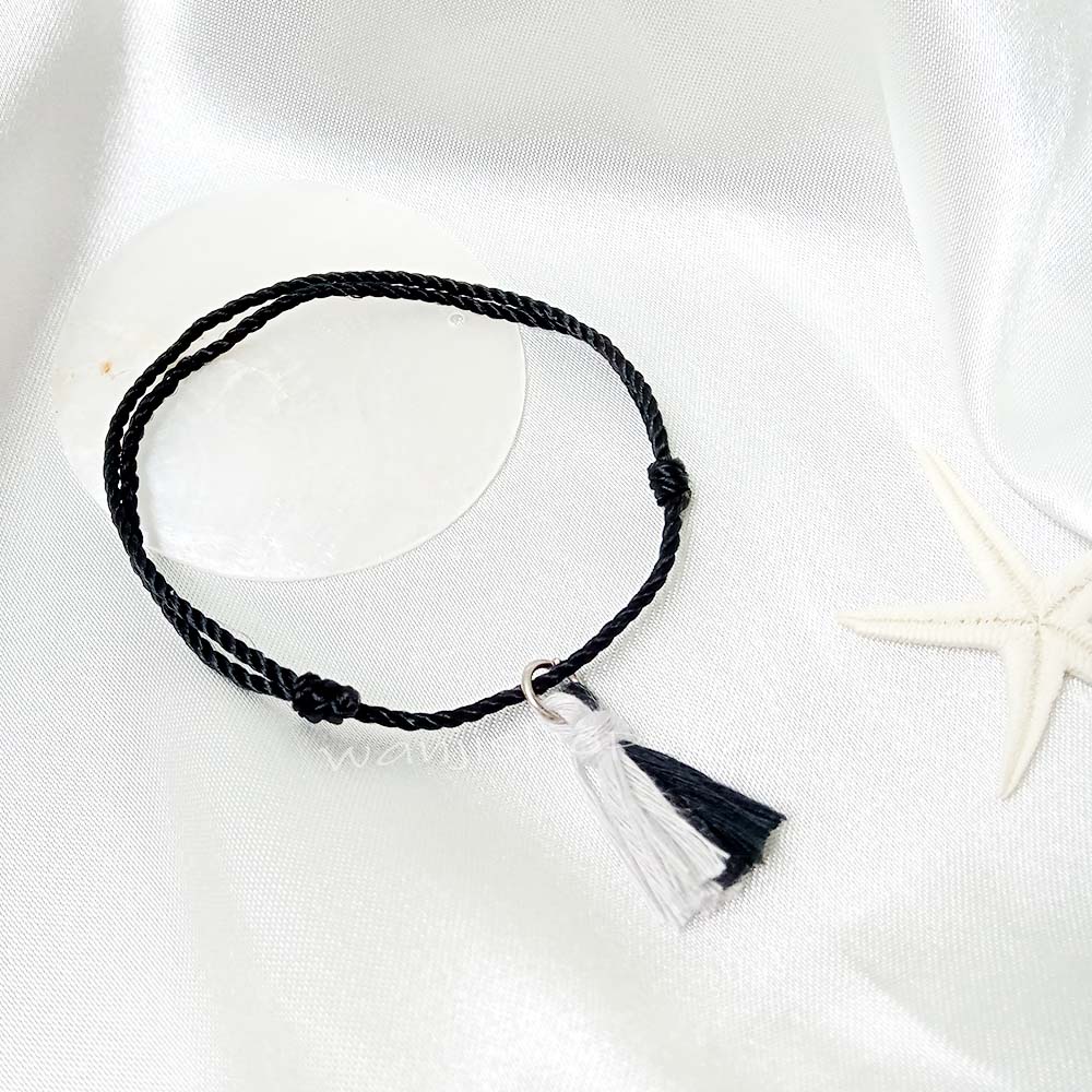 Gelang Tassel Simple Knot Tali Pelintir Kilap Polos Simple Persahabatan