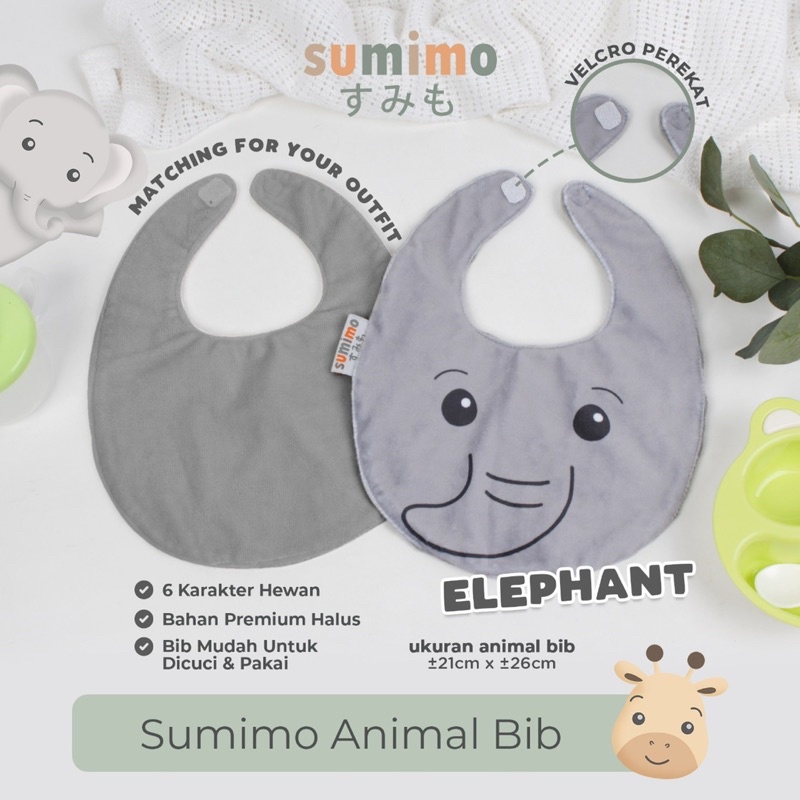 Sumimo ANIMAL BIB / Celemek Bayi / Slaber Tatakan Iler Tatakan Makan Gambar Binatang