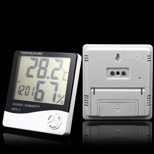 HTC-1 Digital Hygrometer &amp; Temperature Meter LCD + Clock