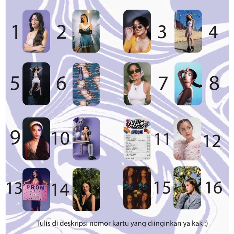 

OLIVIA RODRIGO SOUR PHOTOCARD EDITION JUAL SATUAN ART KARTON LAMINATING