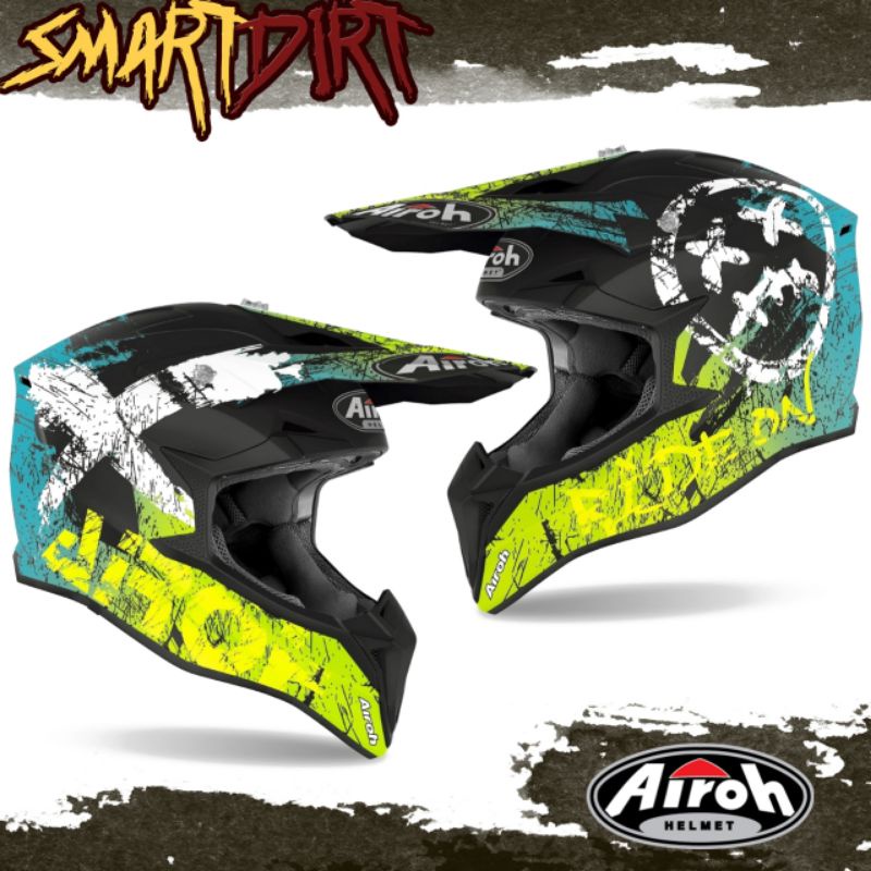 HELM AIROH WRAAP SMILE HELM CROSS AIROH WRAAP SMILE HIVIZ HELM CROSS