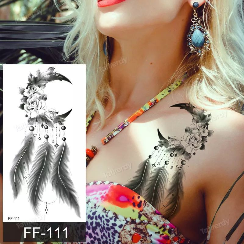 Tatto temporary Model ular Sayap Kembang Bunga model FF