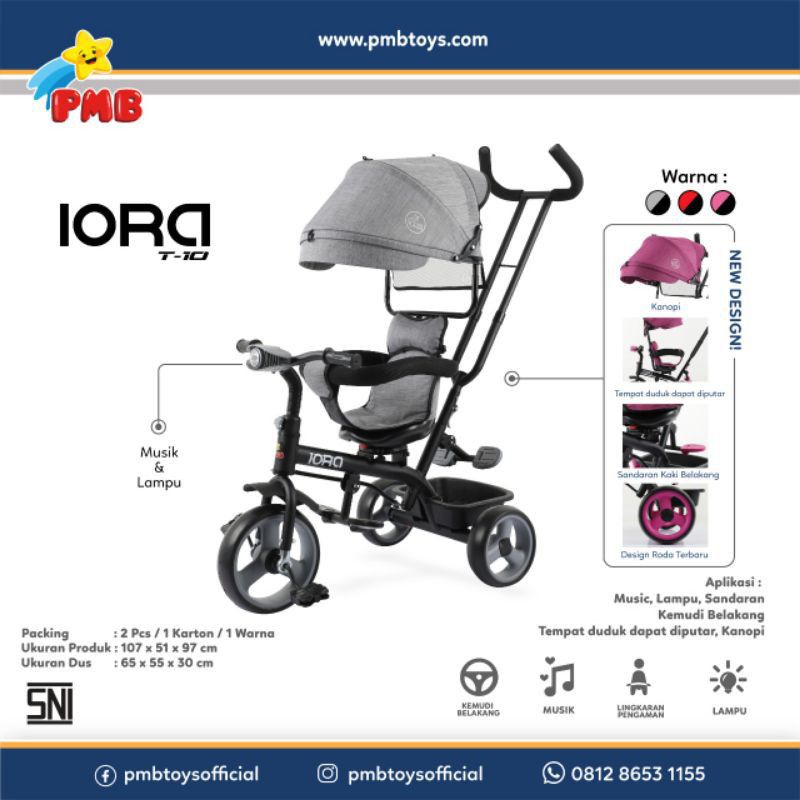 SEPEDA RODA TIGA TRICYCLE IORA 10 COCOK BUAT KADO ANAK