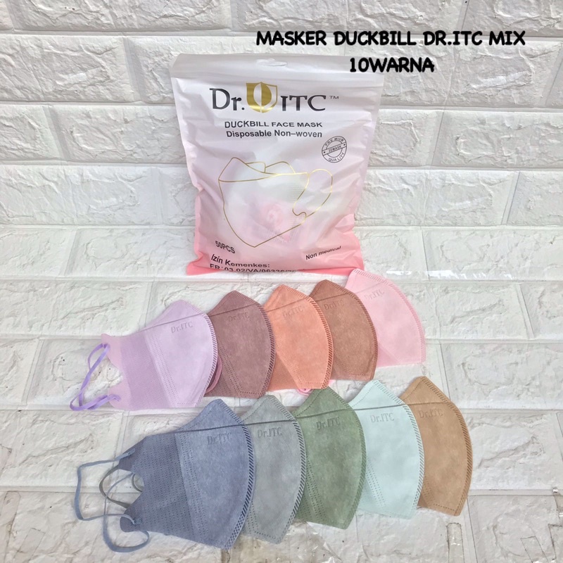 DUCKBILL DR.ITC MIX 10WARNA EMBOS 1PACK ISI 50PCS / MASKER KOREA DUCK BILL MURAH