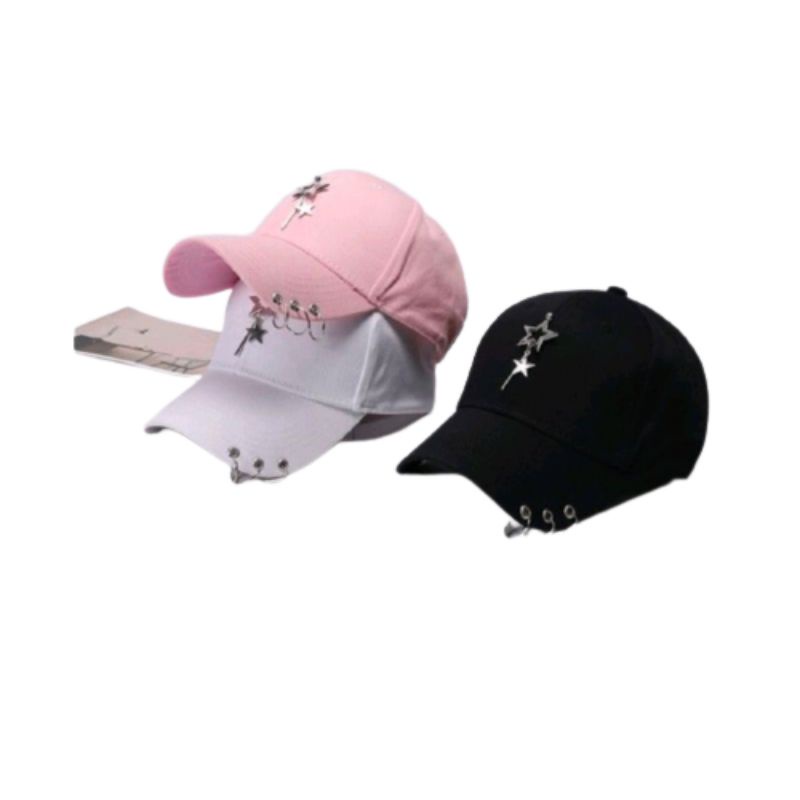 Topi Baseball Korea Rantai Anting Bintang Trendy dan Stylish Kpop Kualitas Premium Termurah