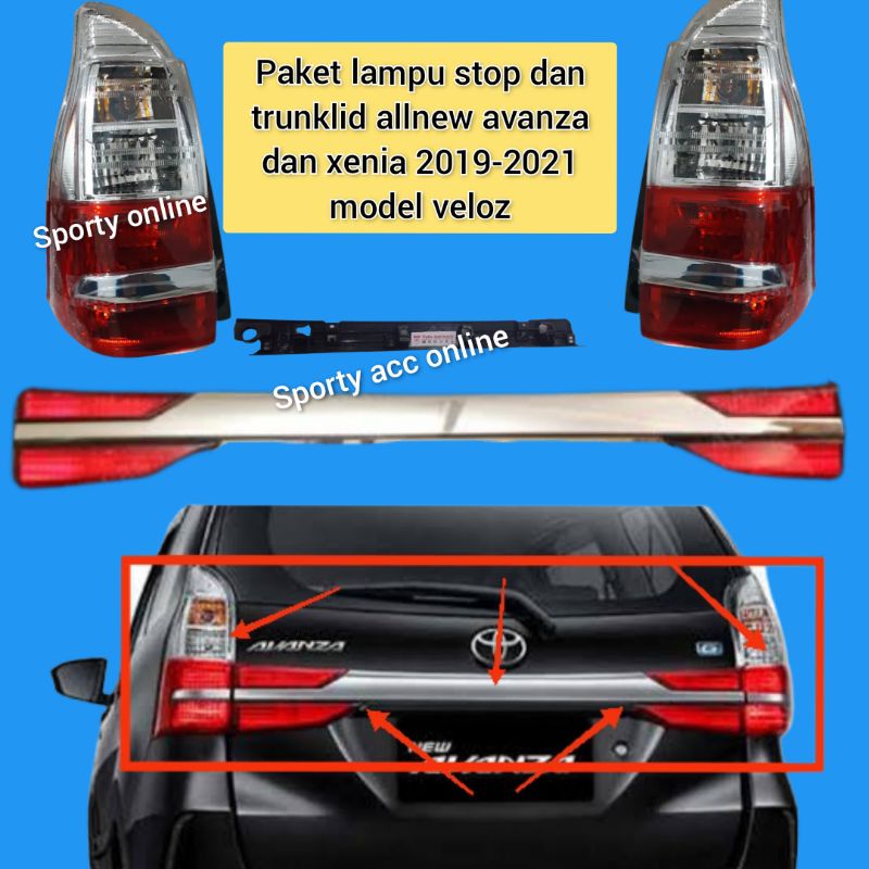 stop lamp dan trunklid allnew avanza dan xenia 2012 sampai 2021 model veloz