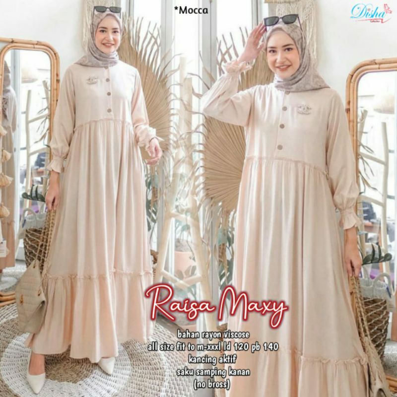 RAISA DRESS MAXY KEKINIAN BAHAN RAYON VISCOSE BAHAN ADEM GOOD QUALITY
