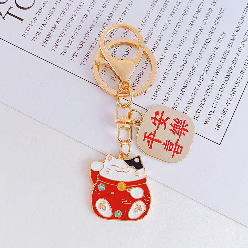 [Elegan] Lucky Cat Gantungan Kunci Trendy Ornamen Hadiah Surat Pesona Kunci Pintu Untuk Wanita Pria Liontin Kunci Mobil