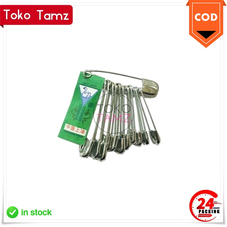 Cod MAKASSAR 12 pcs Peniti Swan Silver Ukuran Sedang Shopee tokotamz Online Shop Dagang Toko Tamz