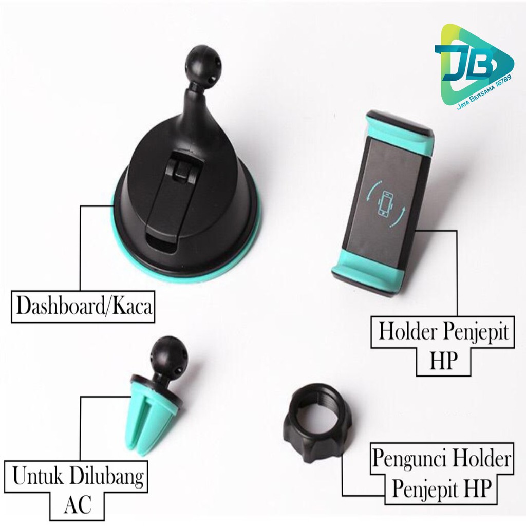 JXCH 2in1 Holder mobil HP car Holder Stand Dashboard AC KACA GPS universal phone 360 derajat JB2555