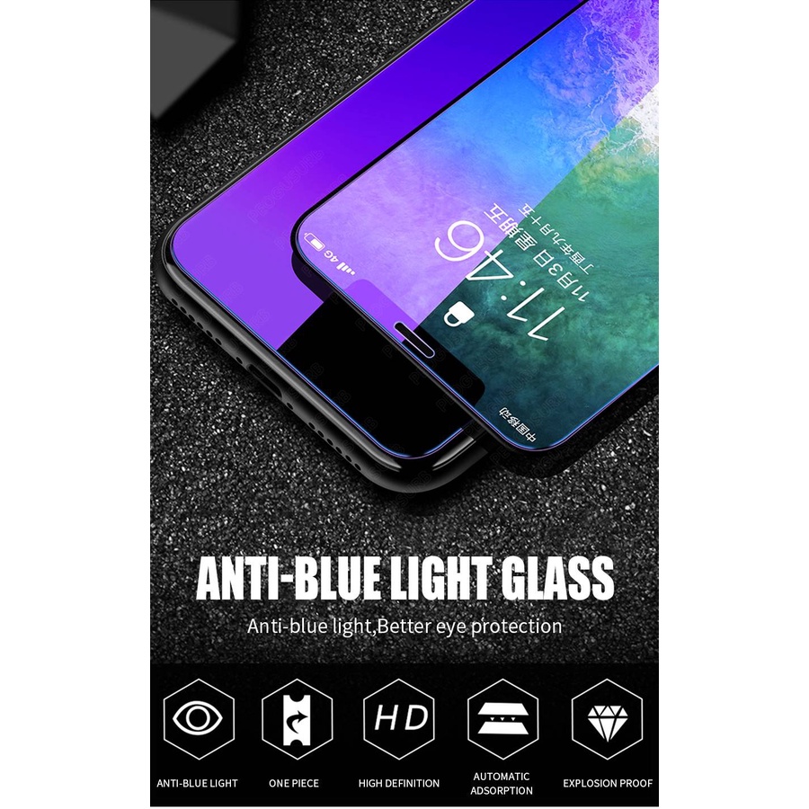 Anti UV Purple Blue Light Fingerprint Tempered Glass For iPhone 12 Mini 11 Pro XS Max XR X 8 7 6 6s Plus Screen Protector Film