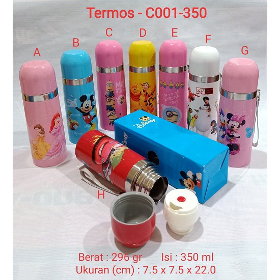 Termos Botol Air Karakter Stainless Panas Dingin Anak Sekolah C001-350