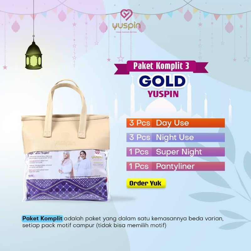 Pembalut Kain Yuspin Paket Komplit Gold / Yuspin original / pembalut sehat