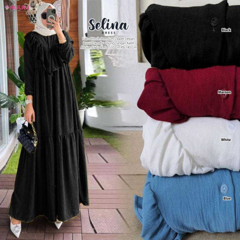 GAMIS RUFFLE KERAH RAMPLE DRESS CRINCLE AIRFLOW IMPORT BUSUI/PAKAIAN MUSLIM WANITA/SELINA MAXY BY AL
