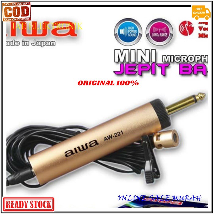 G498 AIWA Mic Jepit kabel 10meter G498 Kancing kerah baju microphone Clip on klip tie Condensor sensitif aux mikrophone mik karaoke sound audio klip cable profesional pro vocal vokal karaoke mikrophone microphone audio sound system panggung dj studio sens