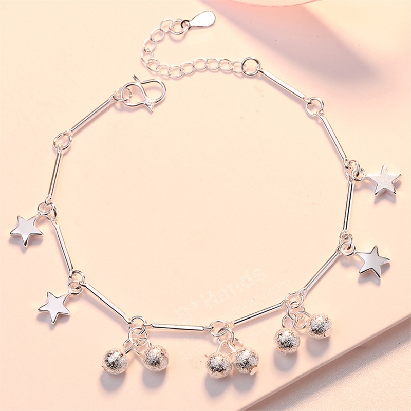 Fashion Laminated Small Hollow Plum Blossom 925 Silver-plated Handmade Hand Ornaments Frosted Bead Sweet Heart Jewelry