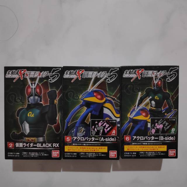 Set Shodo X Kamen Rider Black RX Acrobatter Ksatria Baja Hitan RX Belalang Tempur
