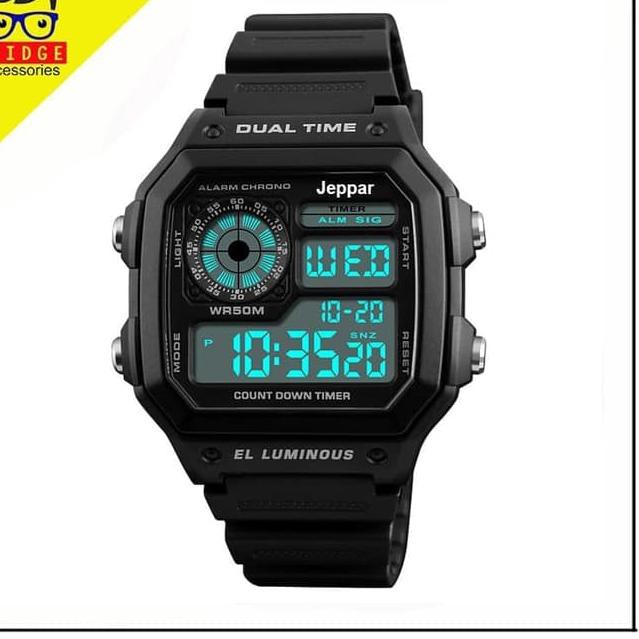 ¯ ZGG JEPPAR 1998 Jam Tangan Pria Sport Digital Led Day Date Anti Air 50M - Hitam ★ ✡