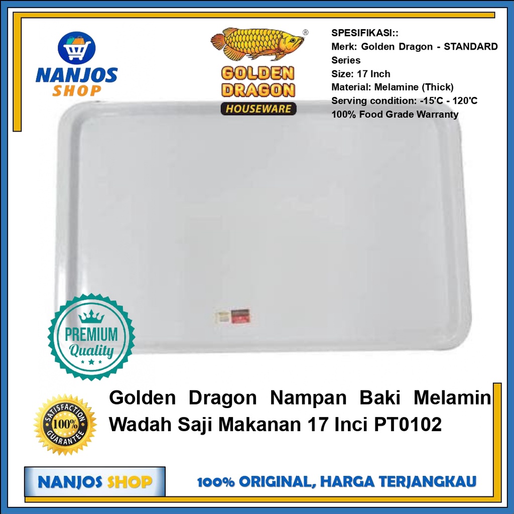 Golden Dragon Nampan Baki Melamin Wadah Saji Makanan 17 Inci PT0102