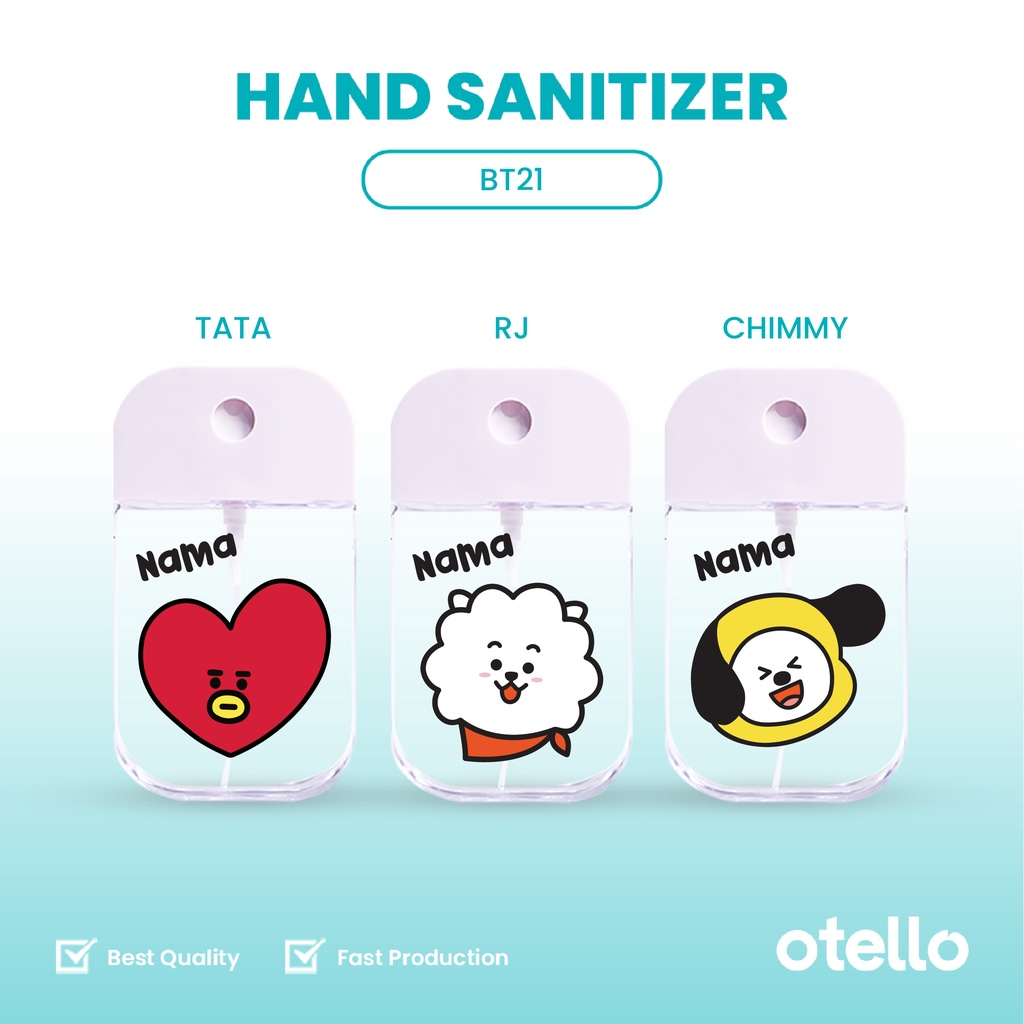 Otello - Custom Pocket Hand Sanitizer BT21 Nama Spray Bottle Botol BTS Bangtan Fans Idol Karakter