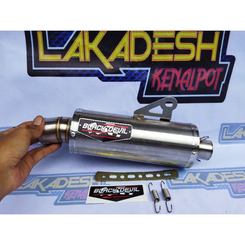 SILENCER (ONLY) KNALPOT BLACK DEVIL+LASER NAMA (INLET 38/50) BEAT MIO VARIO AEROX SCOOPY NMAX PCX ADV LEXI DLL