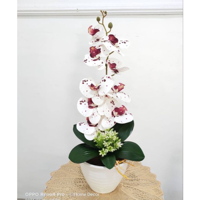 Bunga anggrek latex 1tangkai + vas