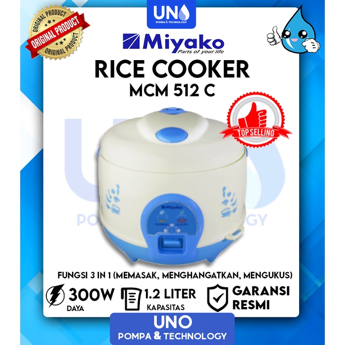 Miyako Magic Com Rice Cooker Penanak Nasi 1.2 Liter MCM-512 C / MCM512C / MCM 512 C