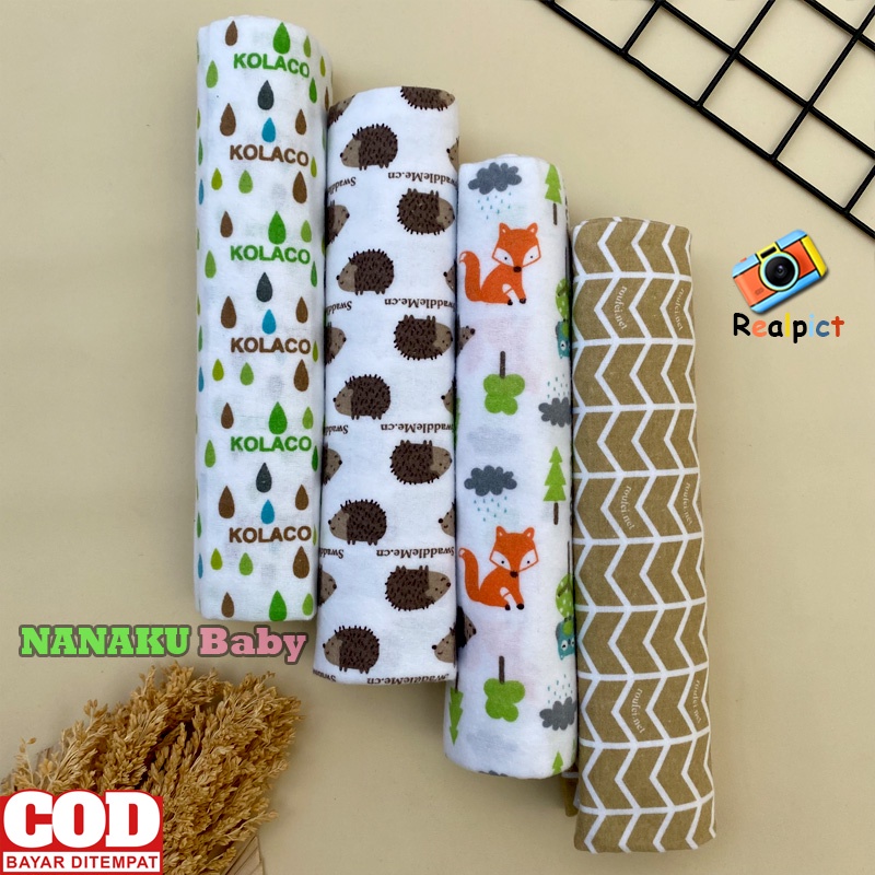 4 PCS Pernel Bayi Bedong Bayi Baru Lahir Motif Karakter Ukuran 95 Cm x 75 Cm Anababy.id