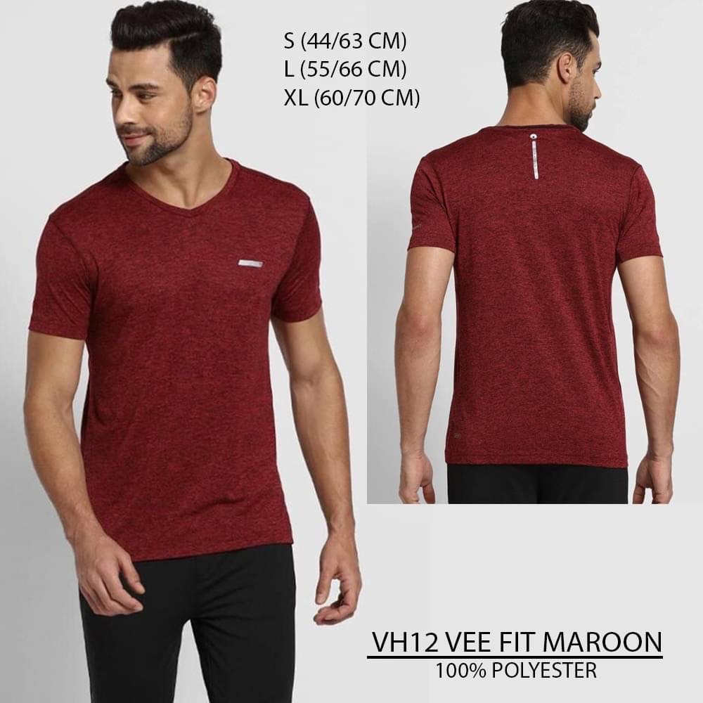 Kaos Dry Fit Pria Murah Van Hausen 12 Vee Fit Maroon