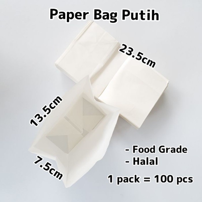 

(TERLARIS) (GS) - Kantong Kertas Paper Bag Putih Food Grade Polos Paperbag SOS