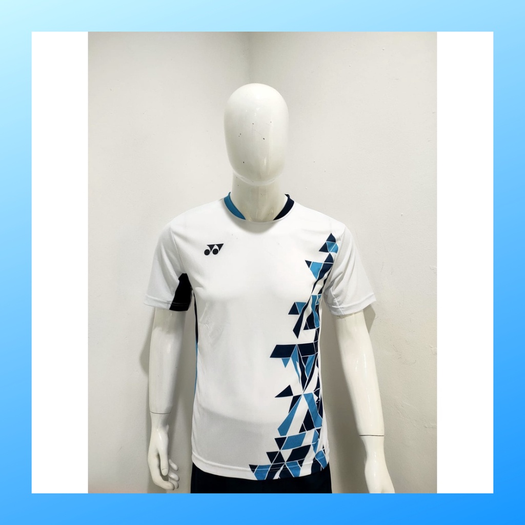 Kaos bulutangkis pria baju badminton atasan olahraga jersy wanita dewasa t-shirt outfit seragam kostum jersey casual suit pakaian jarsey oblong apparel sports jersi sudirman thomas uber cup bulu tangkis Y173 putih polos