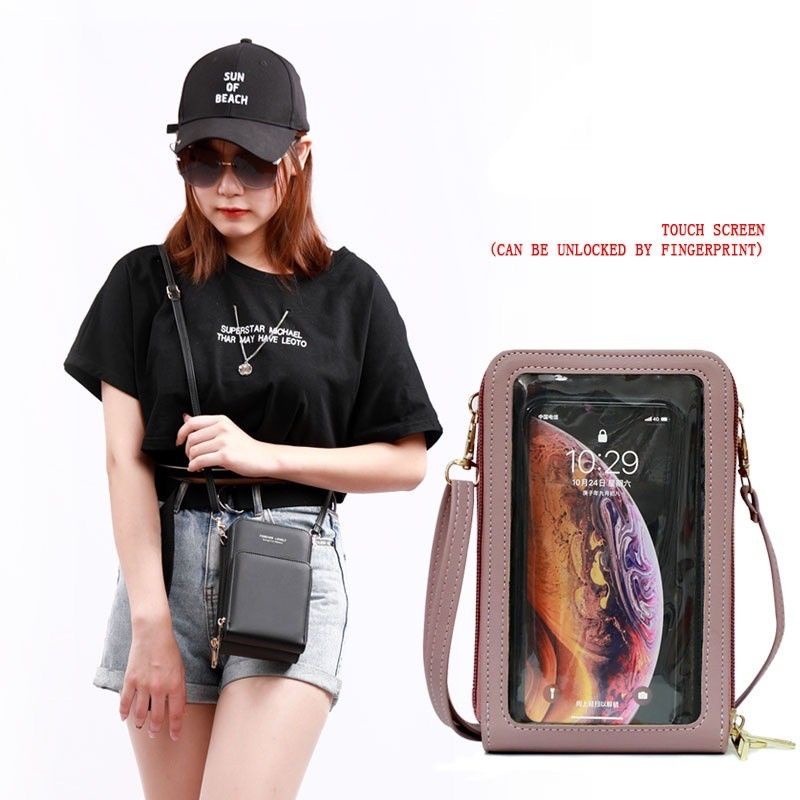 Tas Selempang Kulit Wanita Dompet Hp Touchscreen Multifungsi Tas Mini Cewek FL V3