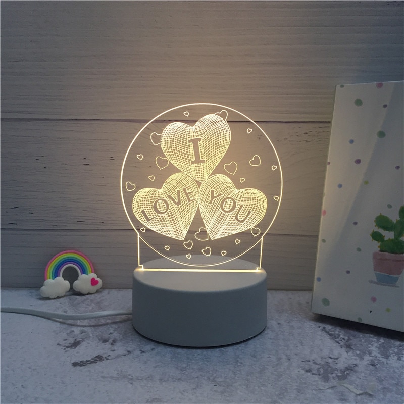 Lampu Akrilik 3D Kreatif Lampu Malam LED Novelty Illusion Night Lamp 3D Illusion Lampu Meja Untuk Lampu Hias Rumah