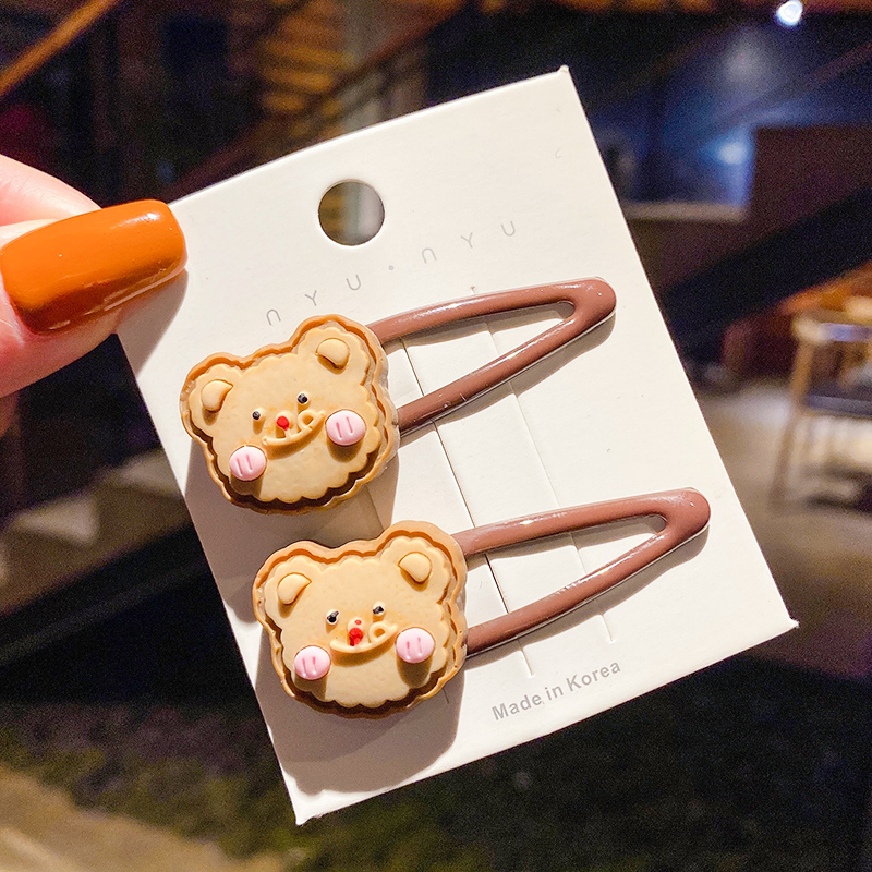 2 Pcs Cute Cartoon Hairpin Korean Simple Hair Clip Girls