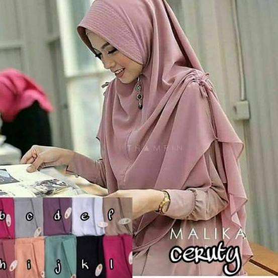 ❀ Shophe [Ramadhan] ❀ Hijab Khimar Malika Serut Samping || Jilbab 2 Layer Kerut Samping "