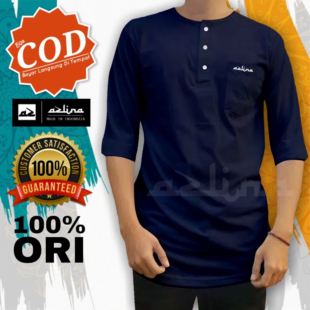 (COD) Baju Koko Kaos Kurta Pakistan Atasan Pria Muslim Dewasa Motif Polos Premium Cotton Combade 24S