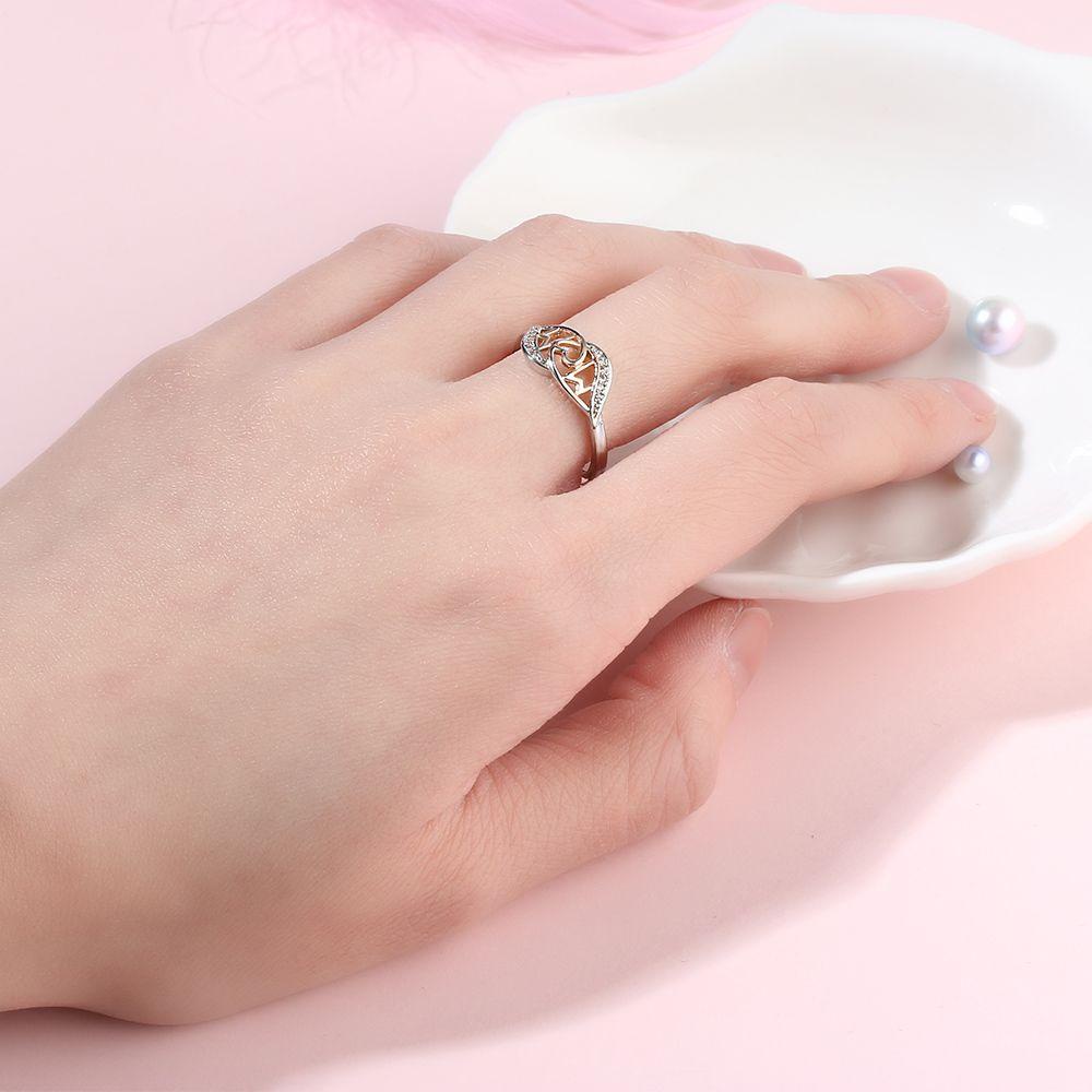 Cincin Nanas Love Mum Hari Ibu Berbentuk Hati 18k Rose Gold925 Sterling Silver