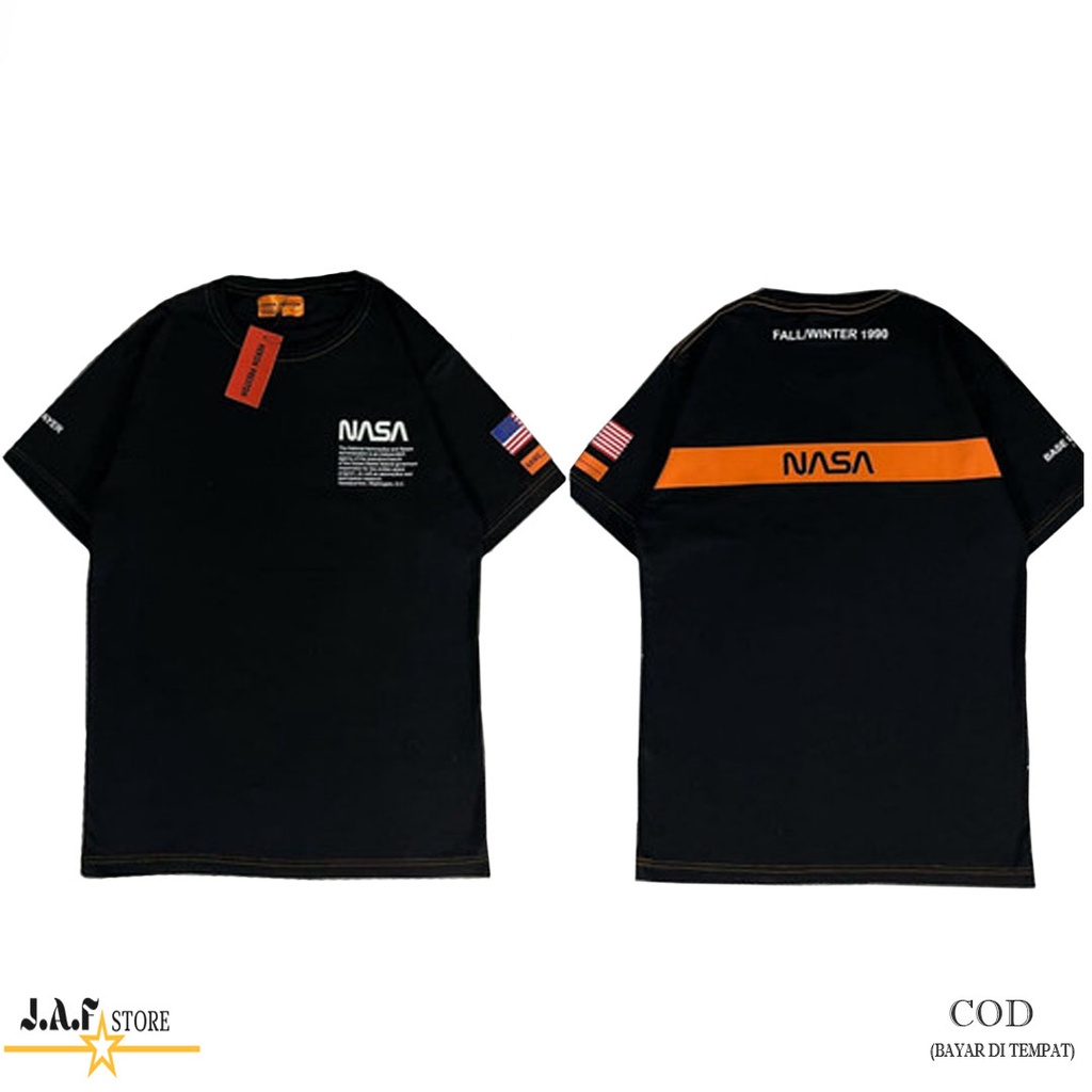 KAOS  NASA USA HERON PRESTON WARNA HITAM / KAOS NASA BERKUALITAS / KAOS NASA ORIGINAL / KAOS NASA OF