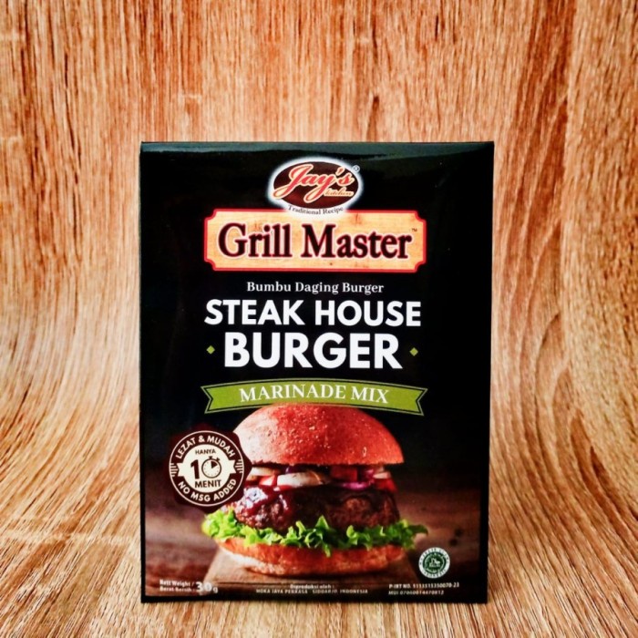 

Jay's Grill master marinade steak House Burger
