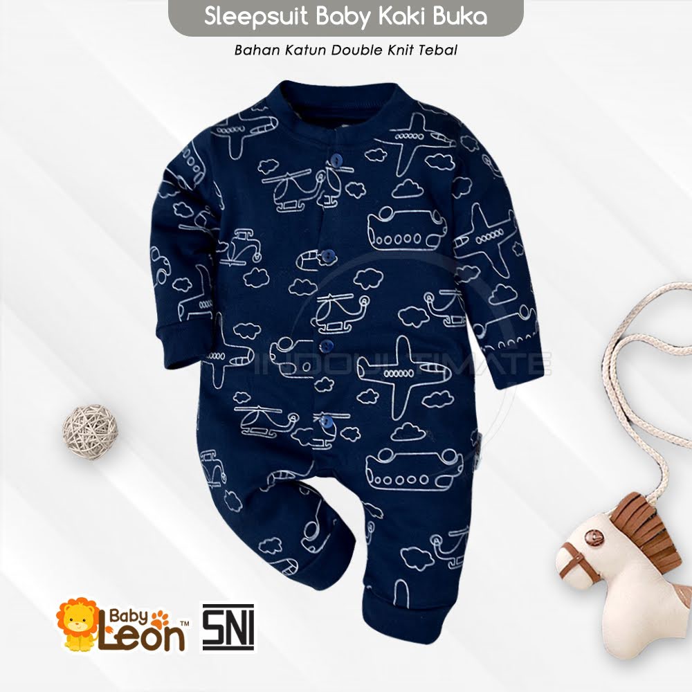 SNI Jumpsuit panjang BABY LEON 0-12 bulan COTTON Jumper Bayi Baju Tidur Bayi Anak BC-071 Piyama kaos-Plane
