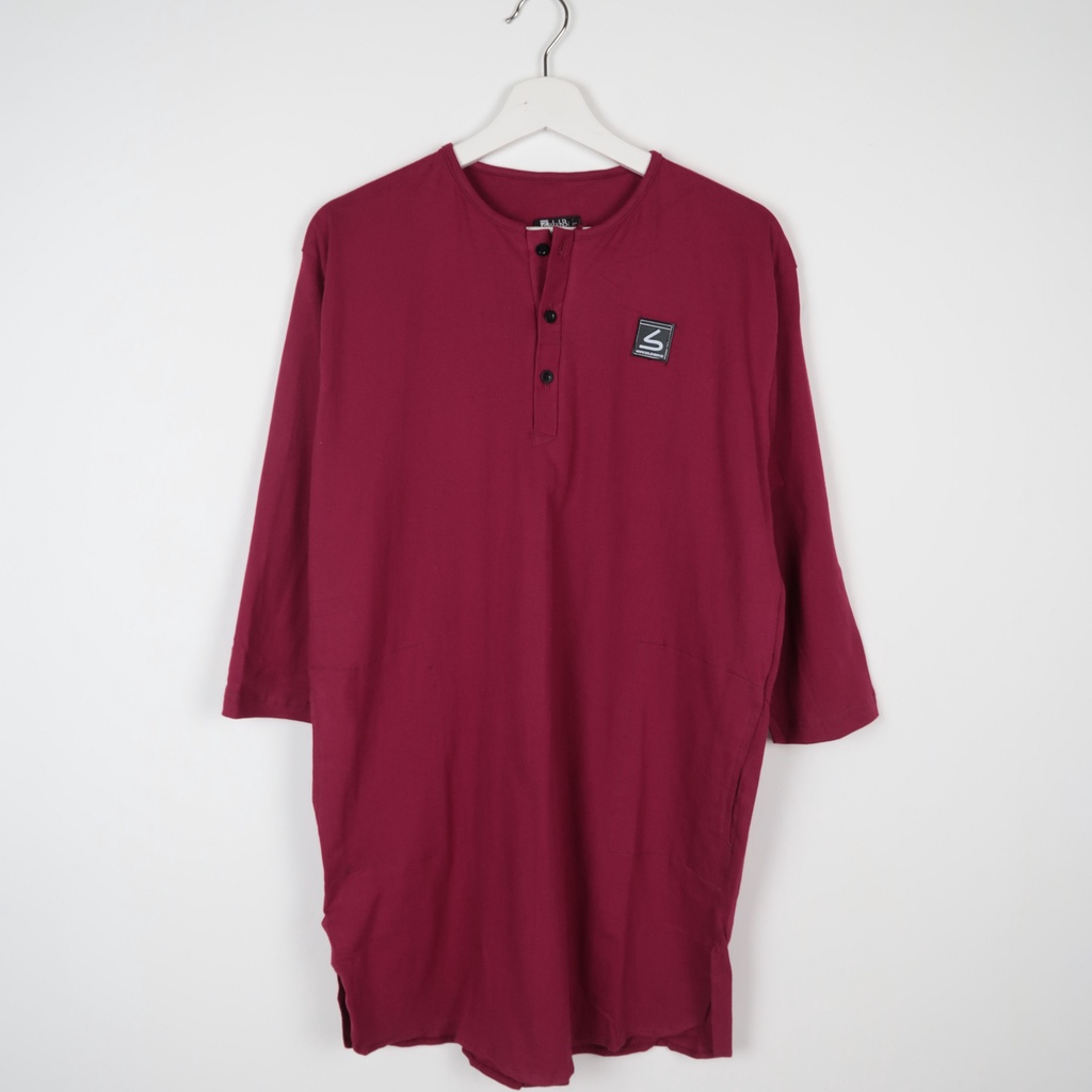 Baju Muslim Pria / Baju Koko Pria Dewasa / Baju Kurta Kasual Muslim - Soleh Ali Maroon