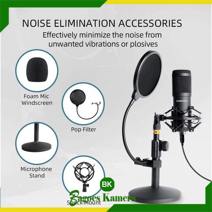 SOUNDTECH USB Microphone Condenser Stand Table Recording Streaming PC perekam suara untuk youtube da