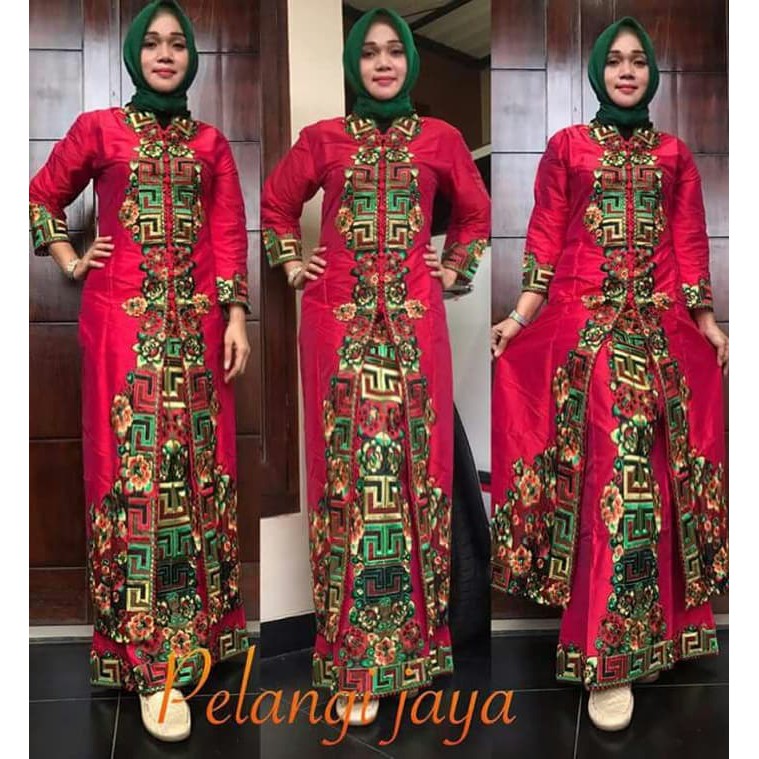 Kebaya Modern Abaya Silk Import Merah