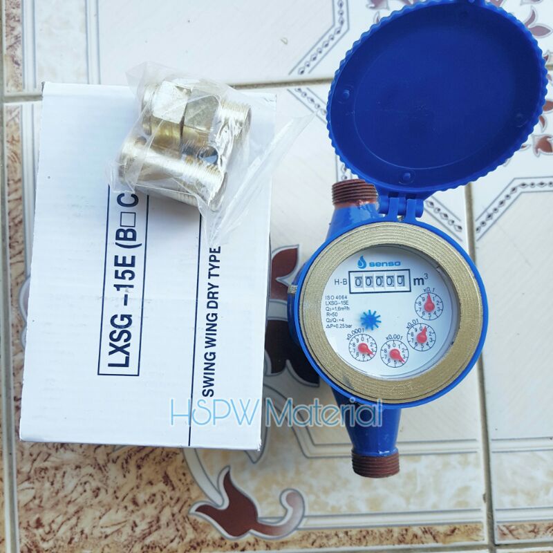 Water Meter Senso 4 Jarum Body Besi Berkualitas